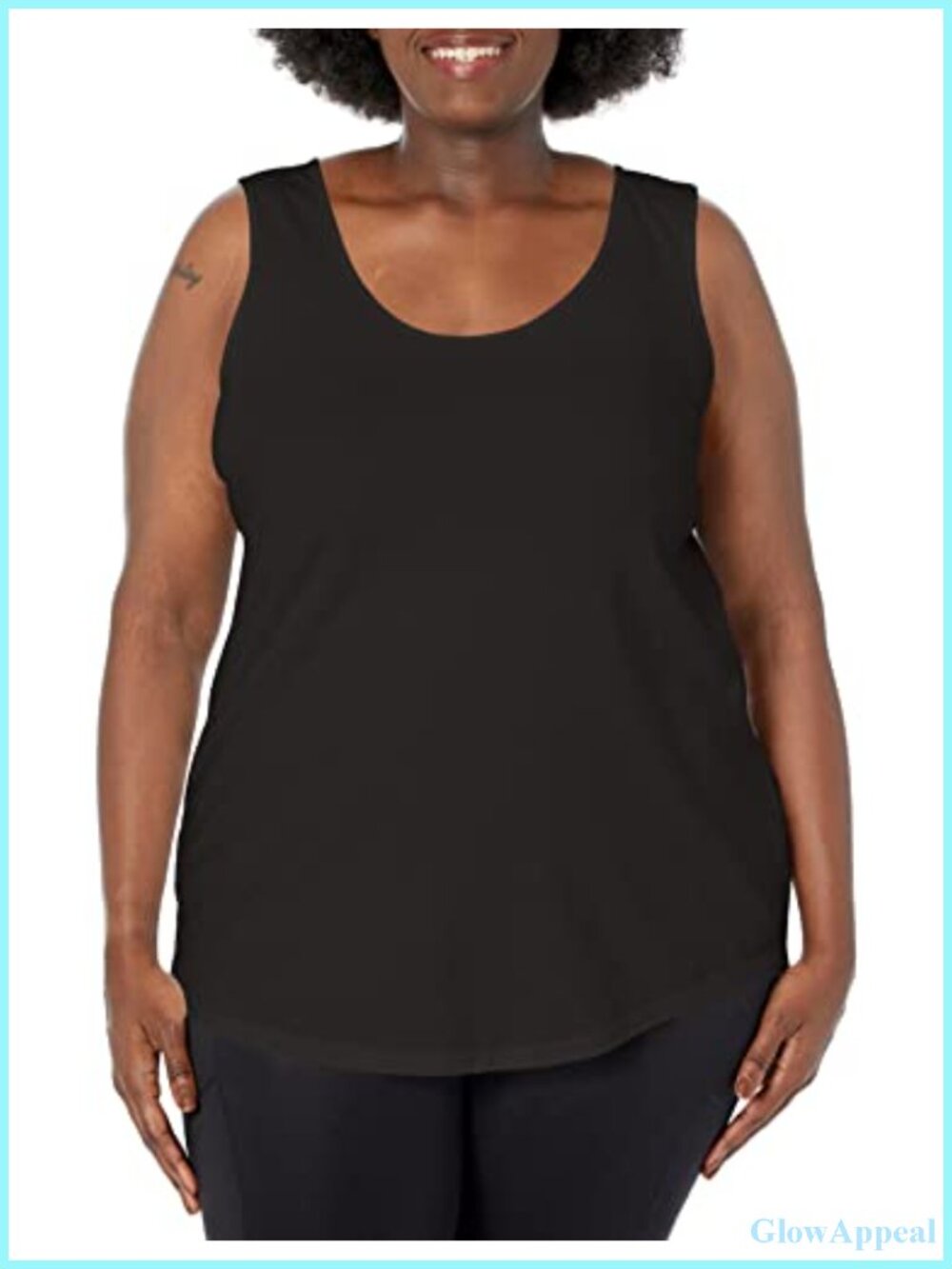Plus Size Cotton Jersey Shirttail Tank Top Scoop Neck Sleeveless